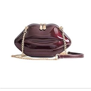 KNUS Women Faux Leather Lips-shaped‎ Evening Clutch Purses Crossbody Bags